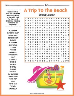 Trip To The Beach Word Search
