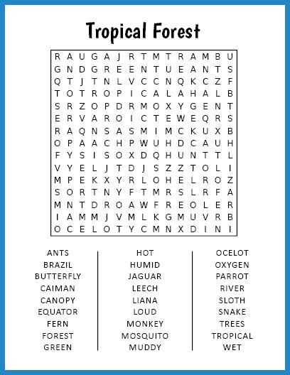 Tropical Forest Word Search