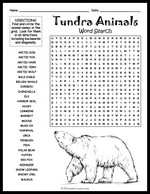 Tundra Animals Word Search Thumbnail