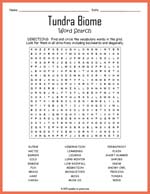 Tundra Biome Word Search Thumbnail