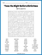 Twas the Night Before Christmas Word Search Thumbnail