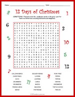 Twelve Days of Christmas Word Search thumbnail