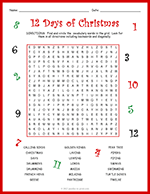 Twelve Days of Christmas Word Search thumbnail