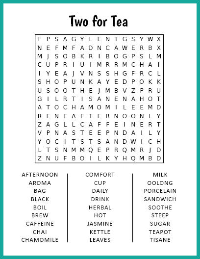 Two for Tea Word Search