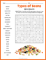 Types of Beans Word Search thumbnail