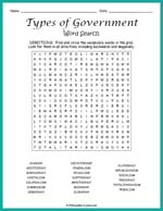 Types of Government Word Search Thumbnail