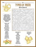 Types of Pasta Word Search thumbnail
