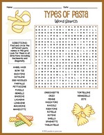 Types of Pasta Word Search thumbnail