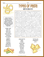 Types of Pasta Word Search thumbnail
