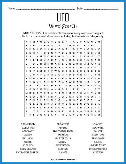 UFO Word Search