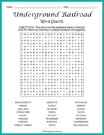 Underground Railroad Word Search Thumbnail