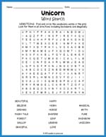 Unicorn Word Search Thumbnail