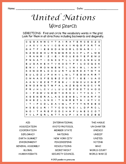 United Nations Word Search