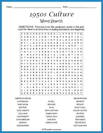 US History Word Searches