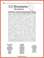 US Mountains Word Search Thumbnail