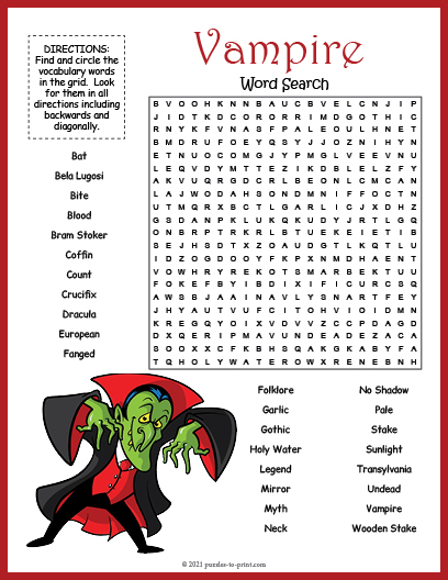 Vampire Word Search