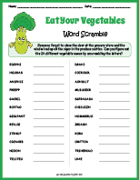 Vegetable Word Scramble Thumbnail