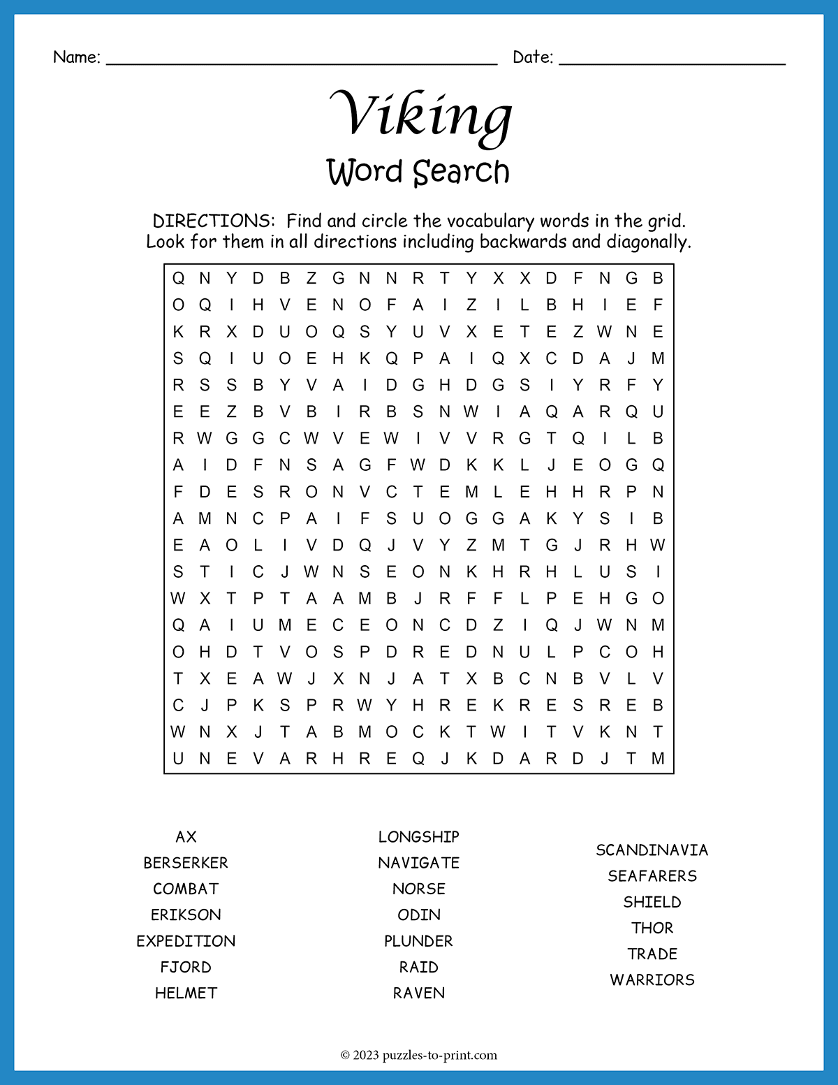 Viking Word Search