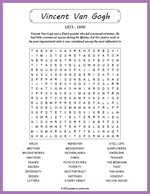 Vincent Van Gogh Word Search Thumbnail