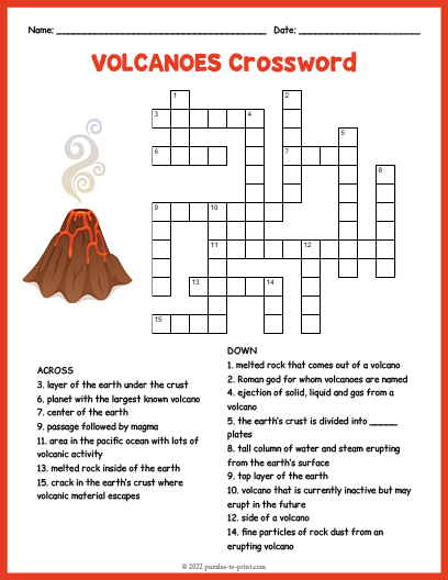 Volcanoes Crossword