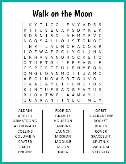 Walk on the Moon Word Search