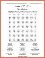 War Of 1812 Word Search Thumbnail