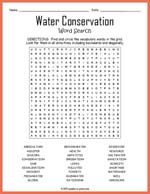 Water Conservation Word Search Thumbnail