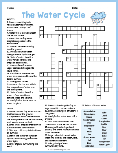 Water Cycle Crossword Word Search