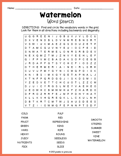 Watermelon Word Search