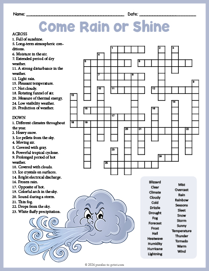 Weather Crossword Word Search