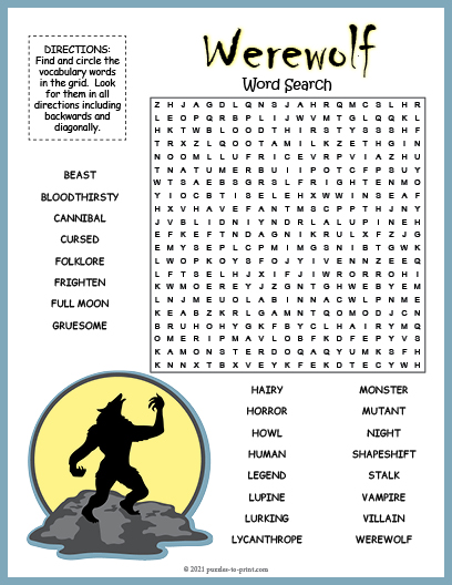 Werewolf Word Search
