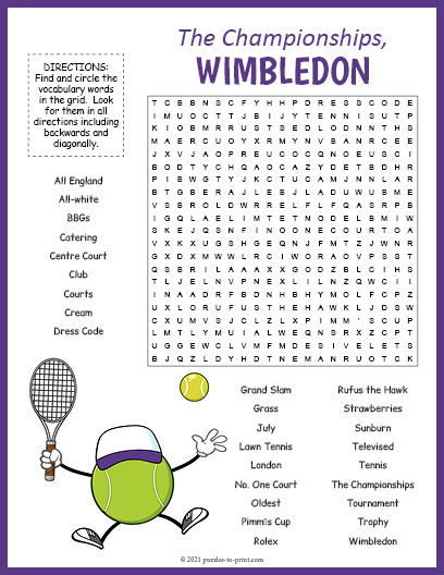 Wimbledon Word Search
