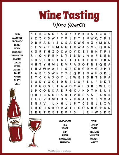 Wine Tasting Word Search