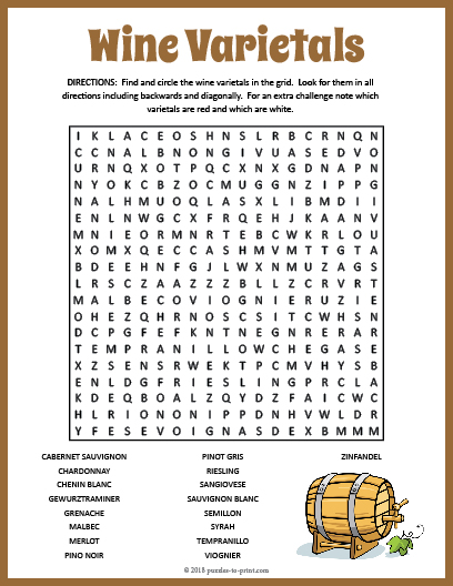 Wine Word Search