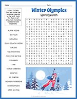 Winter Olympics Word Search thumbnail