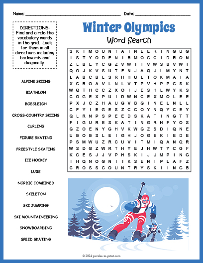 Winter Olympics Word Search