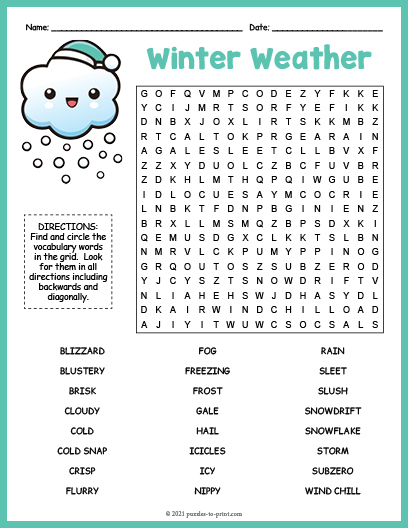 Winter Weather Word Search