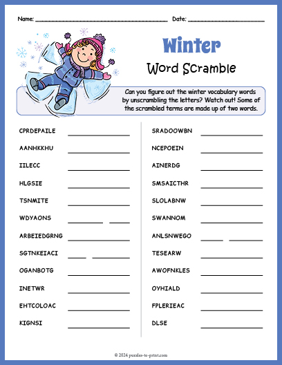 Winter Word Scramble