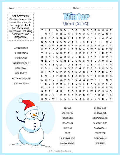 Winter Word Search