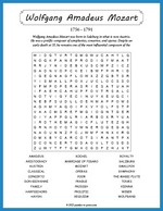 Wolfgang Amadeus Mozart Word Search Thumbnail