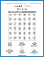 World War 1 Word Search Thumbnail