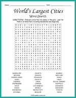 World's largest Cities Word Search Thumbnail