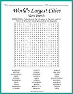 World's largest Cities Word Search thumbnail