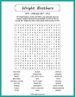 Wright Brothers Word Search Thumbnail