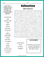 Yellowstone Word Search thumbnail