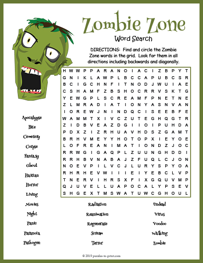 Zombie Word Search